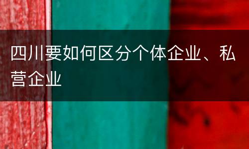 四川要如何区分个体企业、私营企业