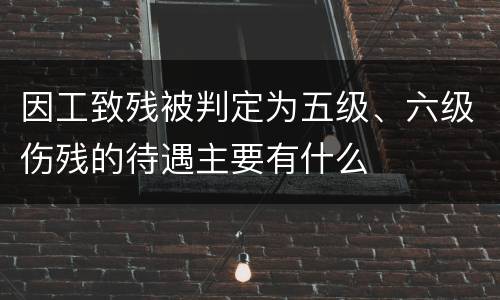 因工致残被判定为五级、六级伤残的待遇主要有什么