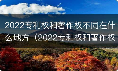 2022专利权和著作权不同在什么地方（2022专利权和著作权不同在什么地方发布）