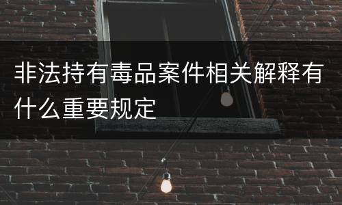 非法持有毒品案件相关解释有什么重要规定