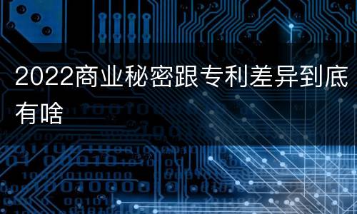 2022商业秘密跟专利差异到底有啥