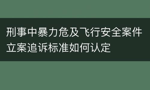 刑事中暴力危及飞行安全案件立案追诉标准如何认定