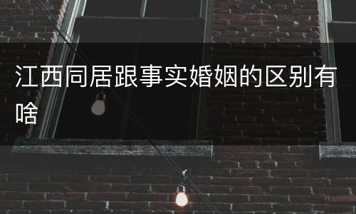 江西同居跟事实婚姻的区别有啥