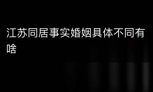 江苏同居事实婚姻具体不同有啥