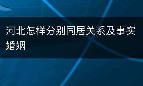 河北怎样分别同居关系及事实婚姻