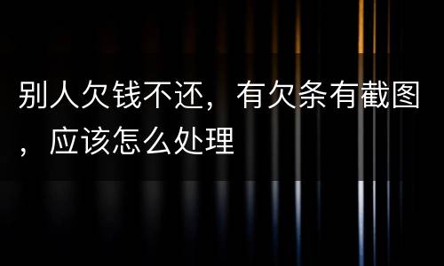 别人欠钱不还，有欠条有截图，应该怎么处理