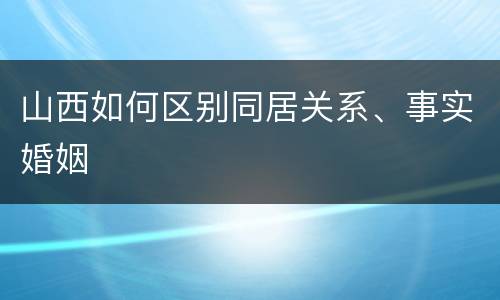 山西如何区别同居关系、事实婚姻