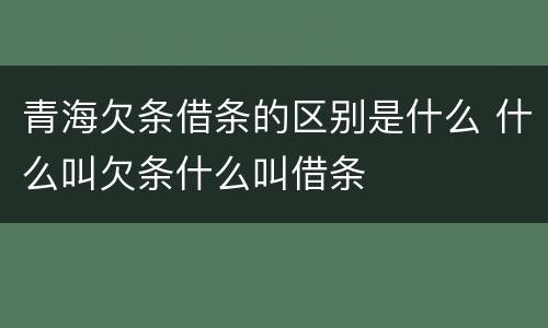 青海欠条借条的区别是什么 什么叫欠条什么叫借条