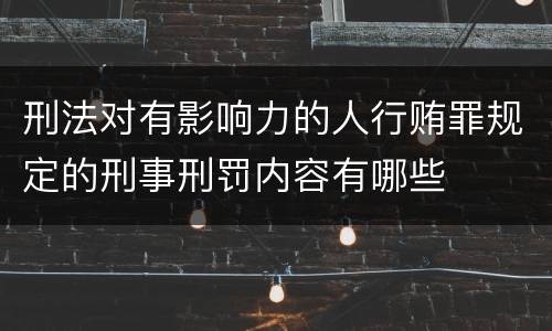 刑法对有影响力的人行贿罪规定的刑事刑罚内容有哪些