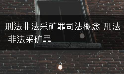 刑法非法采矿罪司法概念 刑法 非法采矿罪