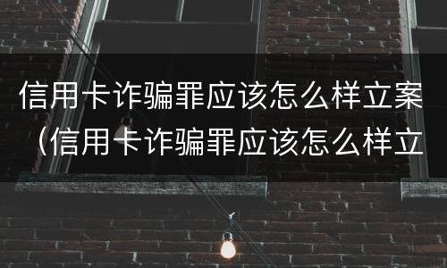 信用卡诈骗罪应该怎么样立案（信用卡诈骗罪应该怎么样立案呢）