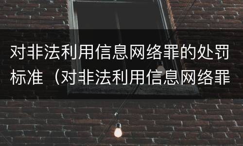 对非法利用信息网络罪的处罚标准（对非法利用信息网络罪的处罚标准是什么）