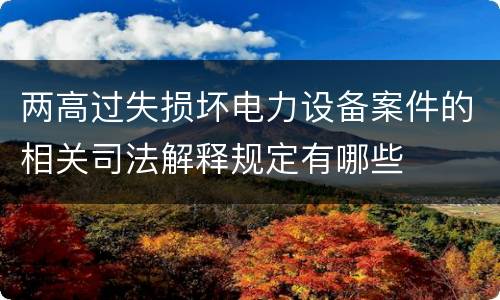 两高过失损坏电力设备案件的相关司法解释规定有哪些