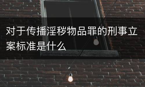 对于传播淫秽物品罪的刑事立案标准是什么