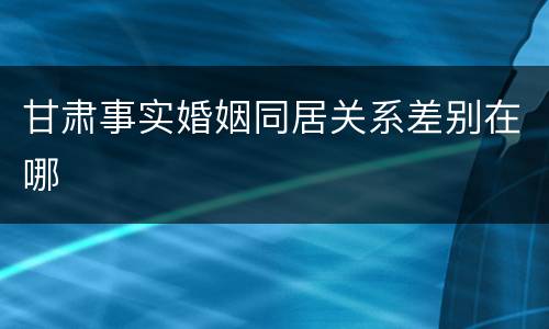 甘肃事实婚姻同居关系差别在哪