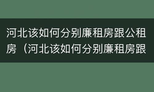 河北该如何分别廉租房跟公租房（河北该如何分别廉租房跟公租房呢）