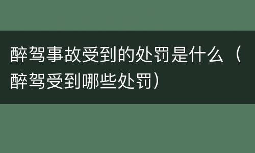 醉驾事故受到的处罚是什么（醉驾受到哪些处罚）