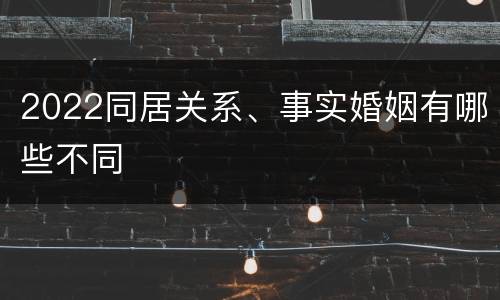 2022同居关系、事实婚姻有哪些不同