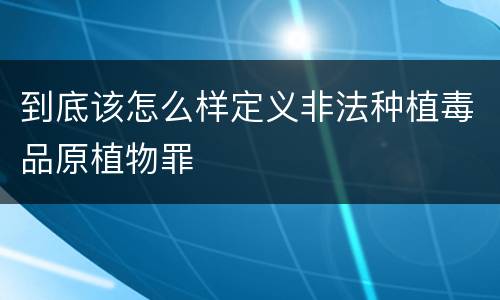 到底该怎么样定义非法种植毒品原植物罪