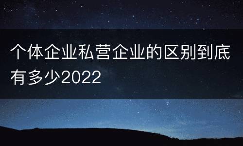 个体企业私营企业的区别到底有多少2022