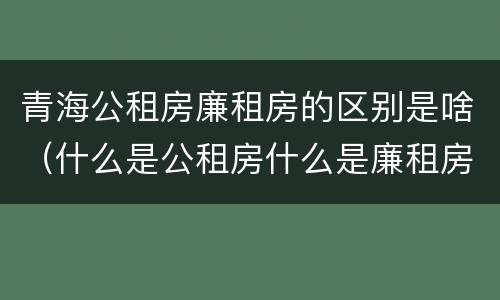 青海公租房廉租房的区别是啥（什么是公租房什么是廉租房）