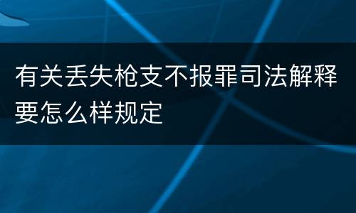 有关丢失枪支不报罪司法解释要怎么样规定