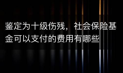 鉴定为十级伤残，社会保险基金可以支付的费用有哪些