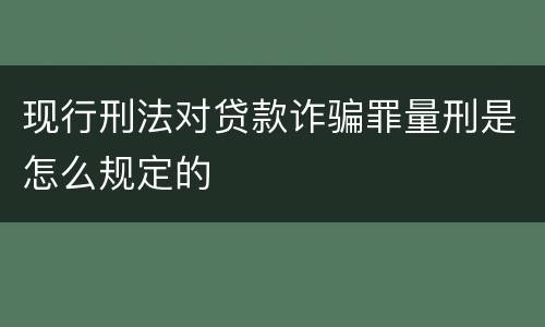 现行刑法对贷款诈骗罪量刑是怎么规定的