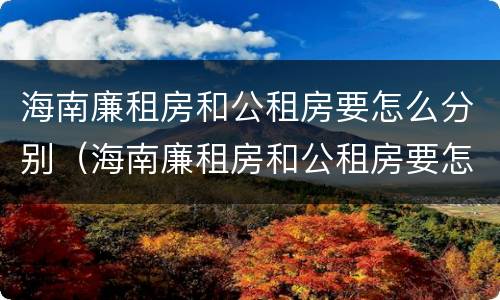 海南廉租房和公租房要怎么分别（海南廉租房和公租房要怎么分别呢）