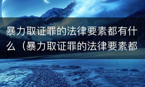 暴力取证罪的法律要素都有什么（暴力取证罪的法律要素都有什么内容）