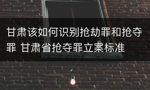 甘肃该如何识别抢劫罪和抢夺罪 甘肃省抢夺罪立案标准