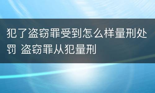 犯了盗窃罪受到怎么样量刑处罚 盗窃罪从犯量刑