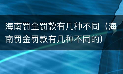 海南罚金罚款有几种不同（海南罚金罚款有几种不同的）