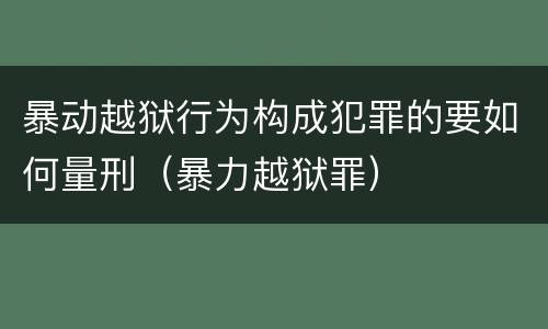 暴动越狱行为构成犯罪的要如何量刑（暴力越狱罪）