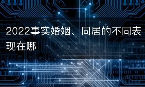 2022事实婚姻、同居的不同表现在哪