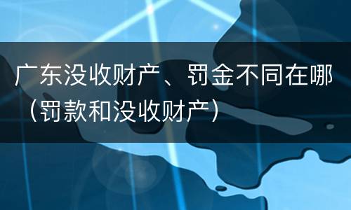 广东没收财产、罚金不同在哪（罚款和没收财产）