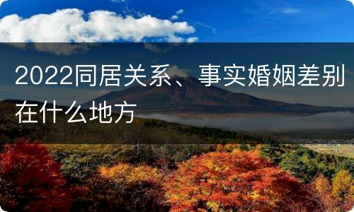 2022同居关系、事实婚姻差别在什么地方