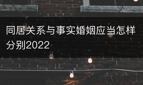 同居关系与事实婚姻应当怎样分别2022