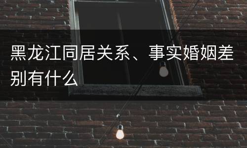 黑龙江同居关系、事实婚姻差别有什么