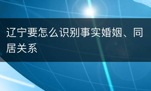 辽宁要怎么识别事实婚姻、同居关系