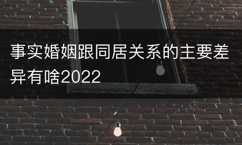 事实婚姻跟同居关系的主要差异有啥2022