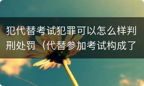 犯代替考试犯罪可以怎么样判刑处罚（代替参加考试构成了什么犯罪）