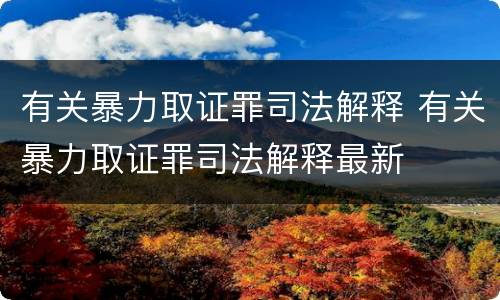 有关暴力取证罪司法解释 有关暴力取证罪司法解释最新