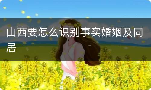 山西要怎么识别事实婚姻及同居