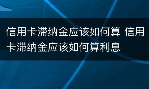 信用卡滞纳金应该如何算 信用卡滞纳金应该如何算利息