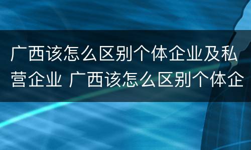 广西该怎么区别个体企业及私营企业 广西该怎么区别个体企业及私营企业呢