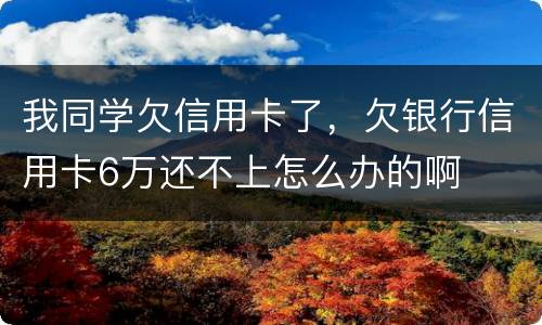 我同学欠信用卡了，欠银行信用卡6万还不上怎么办的啊