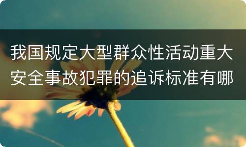 我国规定大型群众性活动重大安全事故犯罪的追诉标准有哪些规定