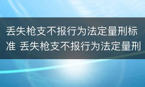 丢失枪支不报行为法定量刑标准 丢失枪支不报行为法定量刑标准是什么