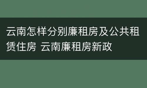 云南怎样分别廉租房及公共租赁住房 云南廉租房新政